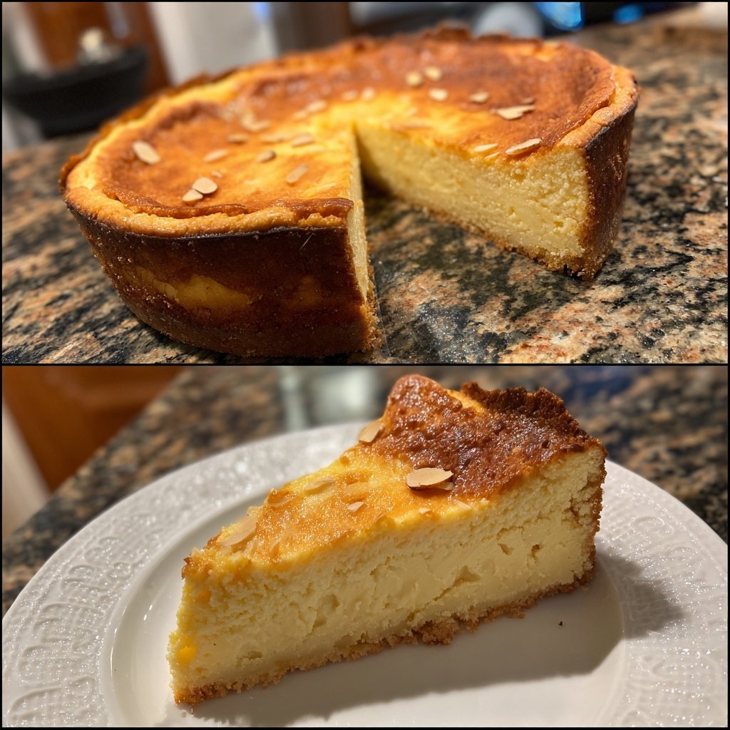 Käsekuchen mit Mandelboden