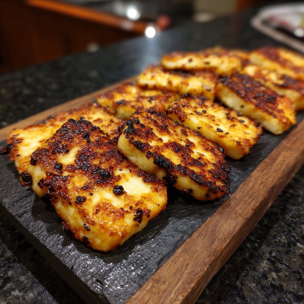 Gegrillter Halloumi Mit Zitronen Marinade