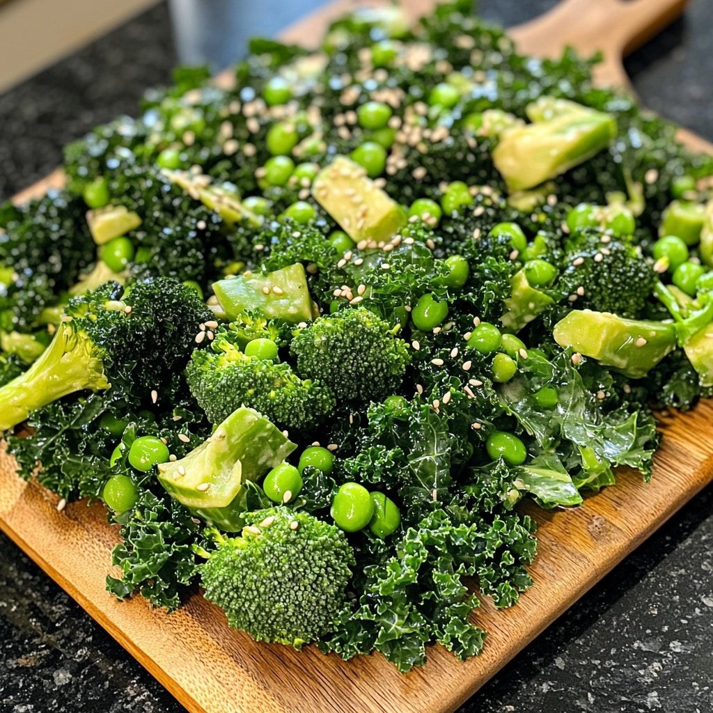 Brokkoli-, Grünkohl- und Erbsensalat