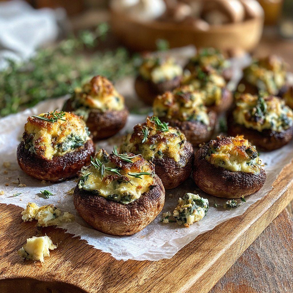 Gegrillte Champignons Mit Kräuter Füllung