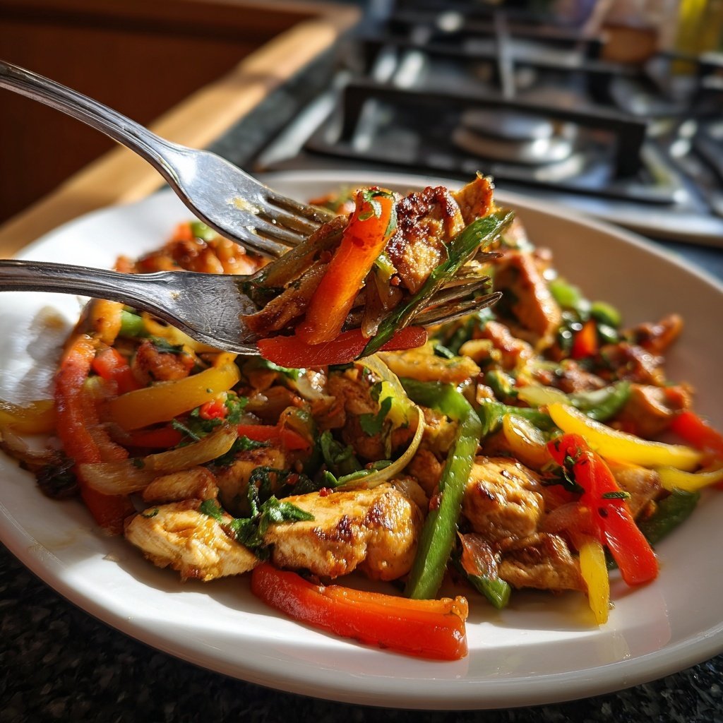 Kalorienarme Gemüsepfanne Mit Hähnchen