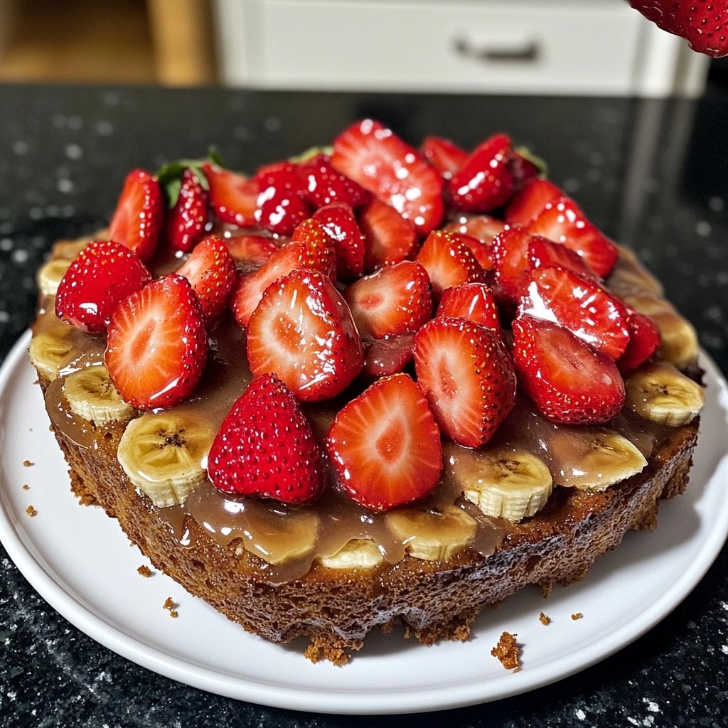 Bananenkuchen mit Erdbeeren