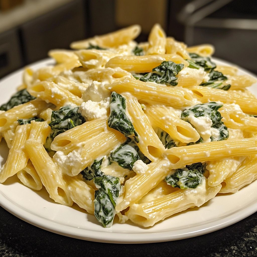 Penne mit Spinat und Ricotta