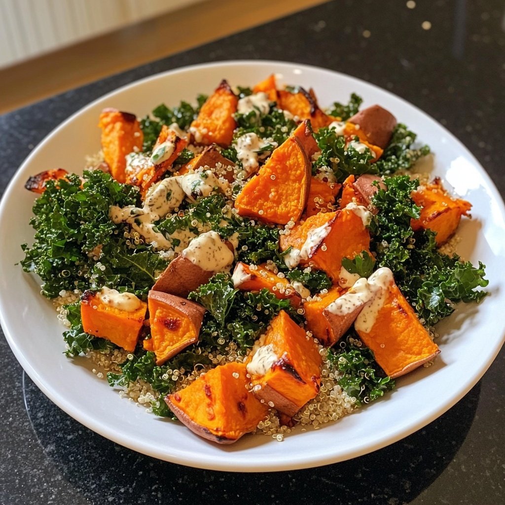 Süßkartoffel-Buddha-Bowl mit Grünkohl und Quinoa